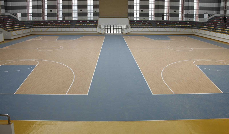室内棕色篮球场馆PVC地板效果图
